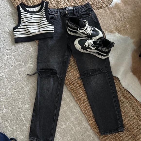 Black Distressed Women's Jeans with crop shoes sold separately - Picture 1 of 1